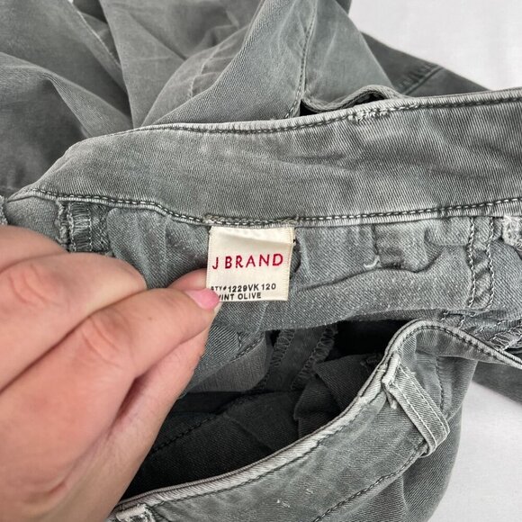 J Brand Slim Fit Cargo Pants Zippered Ankles Pockets Mint Olive Worn Womens 36 - Picture 7 of 13